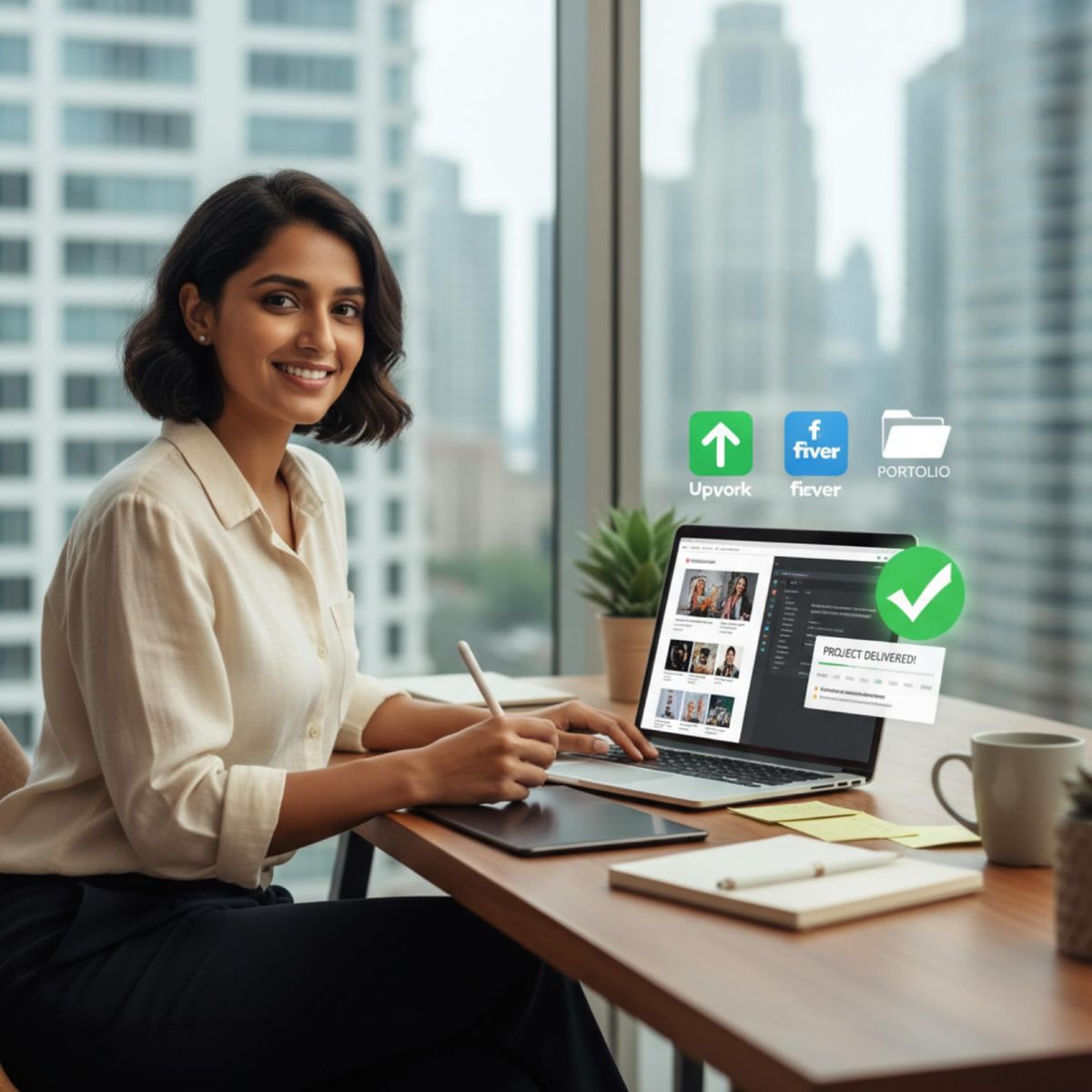 Founder of the academy reviewing notes with a client